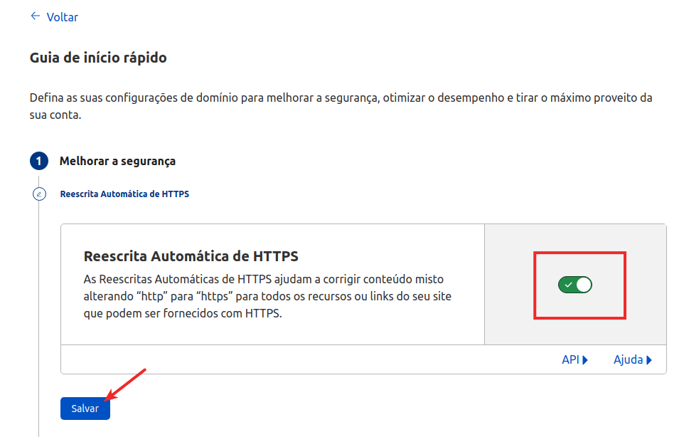 Configuração - Reescrita automática de https